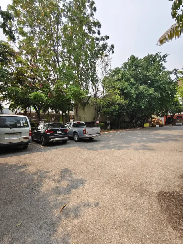 Shaded car park with trees near Ai Oon Massage Lanna in Chang Phueak, Chiang Mai